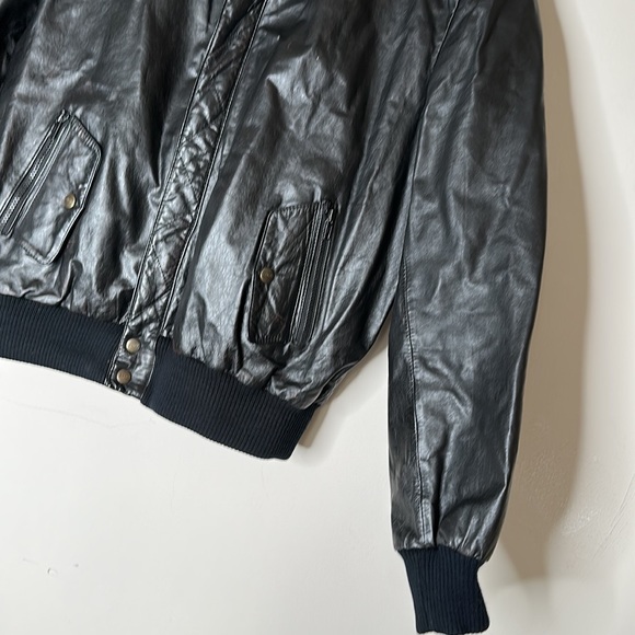 $1499 FURY Men’s Luxury Black Leather Bomber Utility Jacket Vest Coat size 44 - Picture 3 of 10